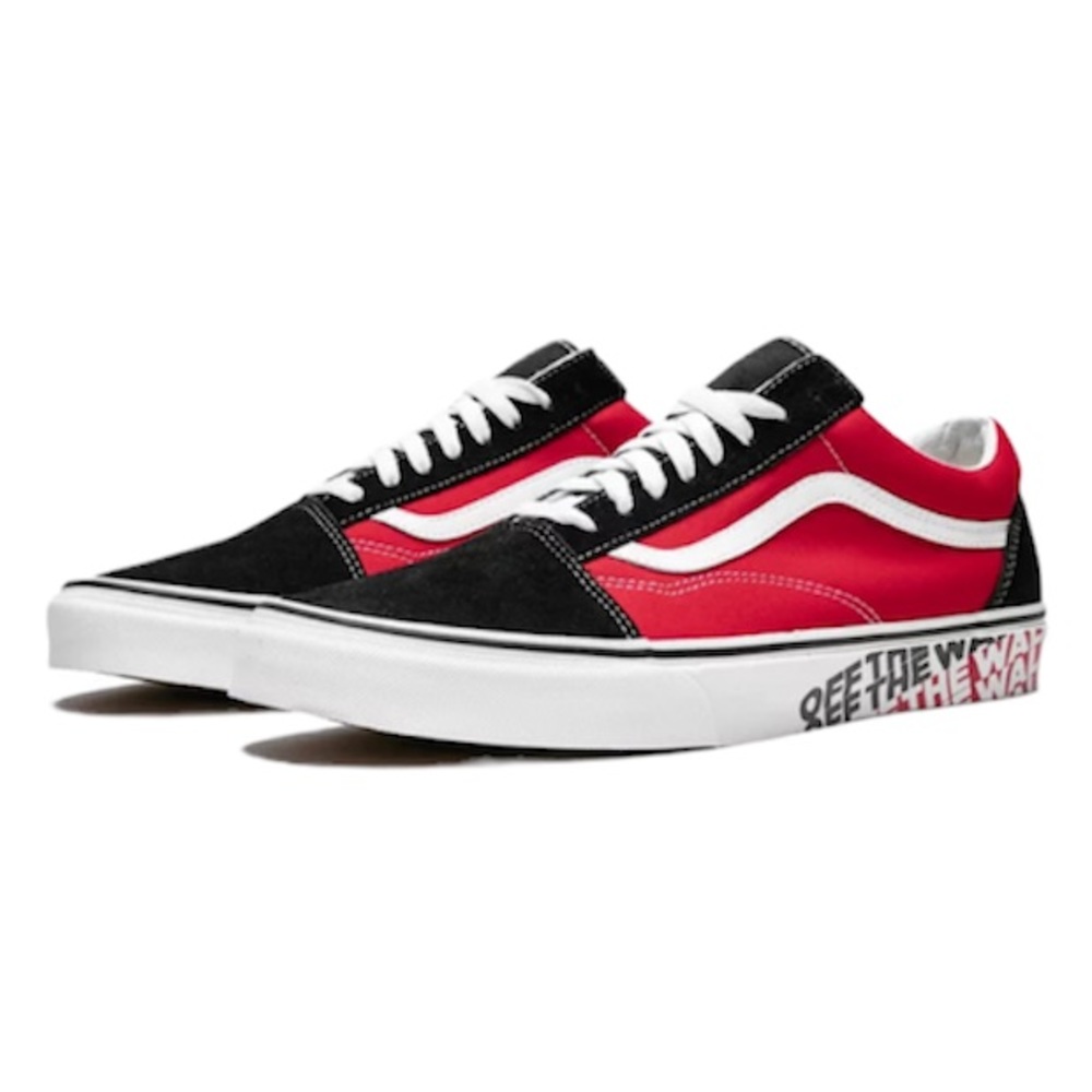 Vans Off The Wall Sidewall Red/Black Old Skool Skate Sneakers Size 10.5